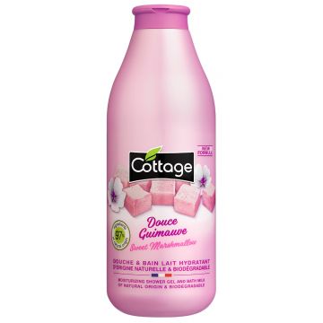 Gel de dus si lapte de baie cu aroma Marshmallow, 750ml, Cottage