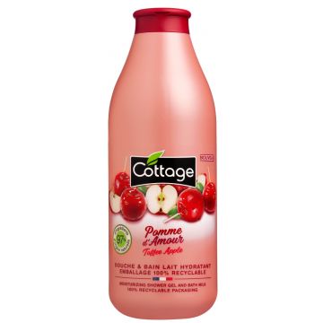 Gel de dus si lapte de baie Pomme D`Amour, 750ml, Cottage