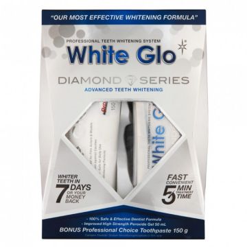 Kit pentru albire dentara Diamond Series, gel de albire 50ml + pasta de dinti 100ml, White Glo