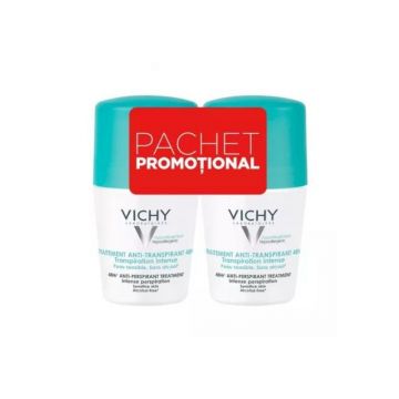 Pachet Deodorant roll-on antiperspirant cu parfum 48h, 50 ml, Vichy