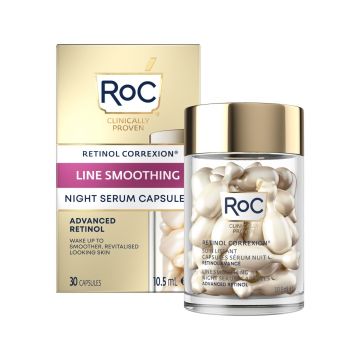 Ser antirid de noapte, Roc Retinol Correction Line Smoothing Night Serum (Concentratie: Serum, Gramaj: 30 capsule)
