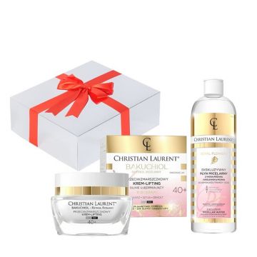 Set cadou Crema de fata, Christian Laurent, bioBakuchiol Y-Reshape, Anti-Wrinkle Intensely Firming Cream-Lifting 40+, 50 ml + Lotiune micelara Royal Flowers Exclusive, 500 ml