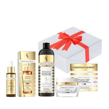 Set cadou Crema de fata Christian Laurent INFUSION LIFTING 45+, Ser concentrat avansat anti-imbatranire, Triple Serum, 10 %, 30 ml, Apa micelara purificatoare profesionala Micro 4 Pure Fusion, 500 ml