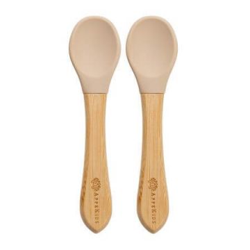 Set Lingurite din bambus, 6 luni+, Bubble Beige, Appekids
