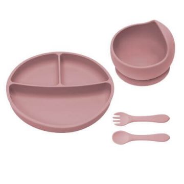 Set pentru diversificare din silicon Basic, 6 luni+, Old Rose, Appekids