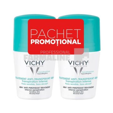 Vichy Pachet Deodorant Roll-on Anti-Transpirant 48 H Intens cu Parfum 50 ml 1 + 1
