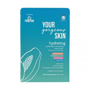 Masca servetel vegana hidratanta cu Papayaluronic Your Gorgeous Skin, 25ml, Dr.PAWPAW
