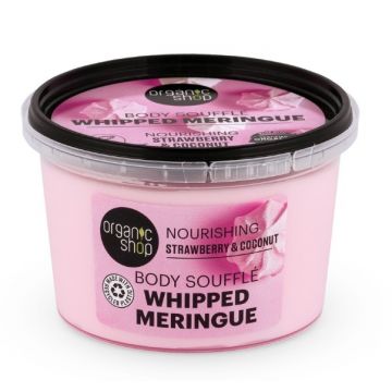 Souffle de corp cu capsuni si cocos Whipped Meringue, 250ml, Organic Shop Souffle de corp cu capsuni si cocos Whipped Meringue, 250ml, Organic Shop