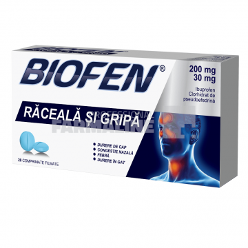 Biofen Raceala si gripa 200 mg/30 mg 20 comprimate