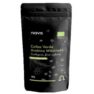 Cafea verde Arabica macinata fara cofeina, 125g, Niavis