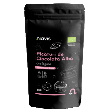 Picaturi de ciocolata alba ecologice, 125g, Niavis