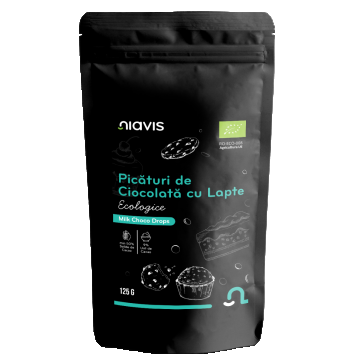 Picaturi de ciocolata cu lapte ecologice, 125g, Niavis