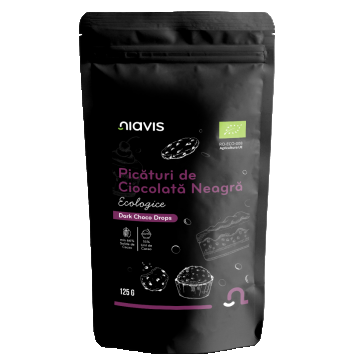 Picaturi de ciocolata neagra ecologice, 125g, Niavis