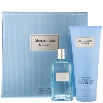 Set Cadou Abercrombie & Fitch First Instinct Blue Woman, Apa de Parfum 50 ml + Lotiune de Corp, 200 ml (Concentratie: Apa de Parfum, Gramaj: 50 ml)
