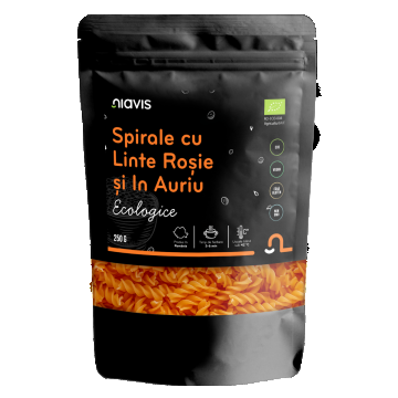 Spirale ecologice cu linte rosie si in auriu, 250g, Niavis