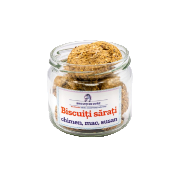 Biscuiti de ovaz sarati cu chimen mac susan, 145g, Ohvaz