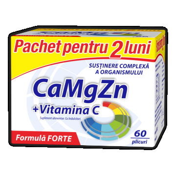 CaMgZn + Vitamina C, 60 plicuri, Zdrovit