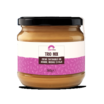 Crema de arahide migdale si caju Trio Mix, 360g, Sunday Bites