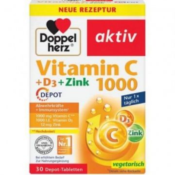 Doppelherz Aktiv Vitamina C+D3+Zinc - 30 comprimate filmate
