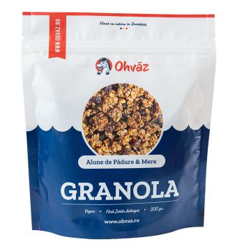 Granola cu alune de padure si mere, 300g, Ohvaz