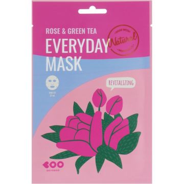 Masca de fata revitalizanta cu ceai verde si flori de trandafir Everyday, 27g, Dearboo