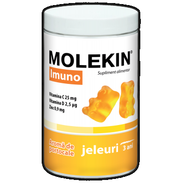 Molekin Imuno pentru +3 ani, 60 jeleuri gumate cu aroma de portocale, Zdrovit