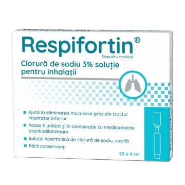 Respifortin clorura de sodiu 3% solutie pentru inhalatii, 20 fiole x 4 ml, Zdrovit