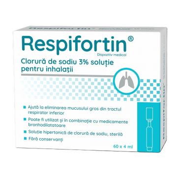 Respifortin clorura de sodiu 3% solutie pentru inhalatii, 60 fiole x 4 ml, Zdrovit