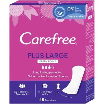 Absorbante zilinice cu protectie indelungata Plus Large Super, 48 bucati, Carefree Absorbante zilinice cu protectie indelungata Plus Large Super, 48 bucati, Carefree