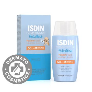 Fluid mineral de protectie solara pentru copii cu SPF 50 Fusion Fluid, 50ml, Isdin