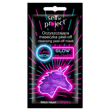 Masca exfolianta de curatare neon Unicorn Glow in Violet, 10ml, Selfie Project