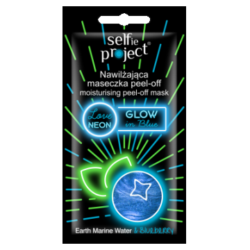 Masca exfolianta matifianta neon cu afine Glow in Blue, 10ml, Selfie Project