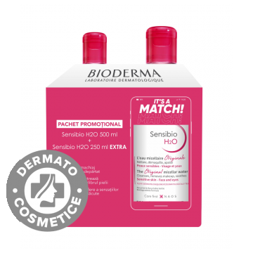 Pachet Sensibio H2O Lotiune micelara, 500ml + 250ml, Bioderma