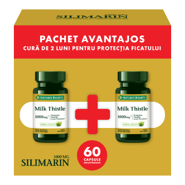 Pachet Silymarin Milk Thistle, 1000mg, 30+30 capsule, Nature's Bounty