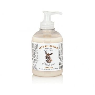 Sapun lichid hidratant pentru maini fata si corp cu lapte de magarita, 300ml, Florinda