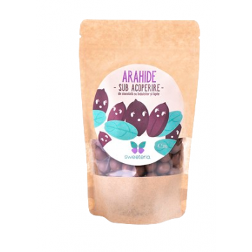 Arahide invelite in ciocolata cu lapte si indulcitor, 250g, Sweeteria