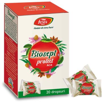 Biosept Protect A34, 20 dropsuri, Fares