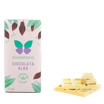 Ciocolata alba cu indulcitor, 100g, Sweeteria