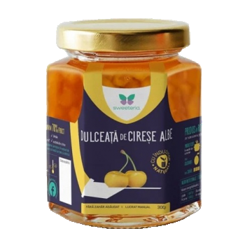 Dulceata de cirese albe cu indulcitor natural, 300g, Sweeteria