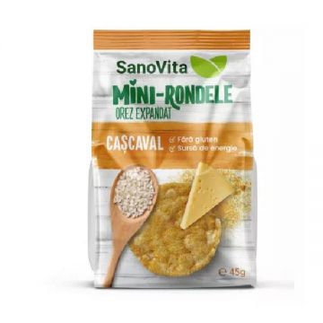 Mini rondele din orez cu cascaval, 45g, SanoVita