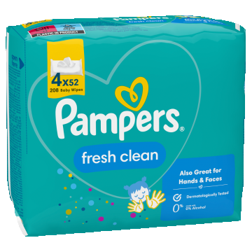 Pachet Servetele umede Fresh Clean, 208 bucati, Pampers