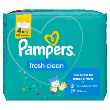 Pachet Servetele umede Fresh Clean, 208 bucati, Pampers