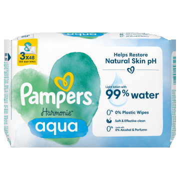 Pachet Servetele umede Harmonie Aqua 0% plastic, 144 bucati, Pampers Pachet Servetele umede Harmonie Aqua 0% plastic, 144 bucati, Pampers