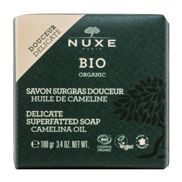 Sapun Bio Organic Nuxe cu Ulei de Camelina, Emolient pentru Fata si Corp, 100 g