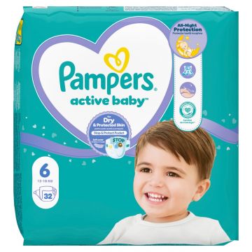 Scutece Active Baby Marimea 6 pentru 13-18kg, 32 bucati, Pampers