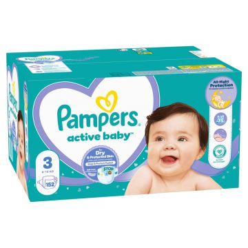 Scutece Active Baby Mega Box, Marimea 3, 6-10 kg, 152 bucati, Pampers