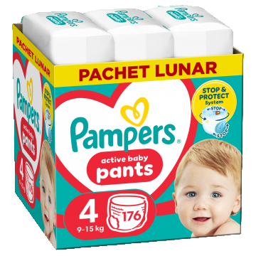 Scutece Active Baby Pants Nr.4 pentru 9-15 kg, 176 bucati, Pampers