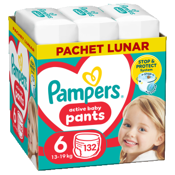 Scutece Active Baby Pants Nr.6 pentru 13-19 kg, 132 bucati, Pampers