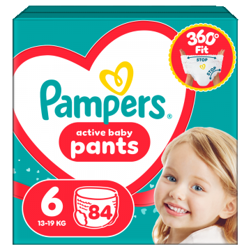 Scutece-chilotel Active Baby Pants Marimea 6 13 kg-19 kg, 84 bucati, Pampers