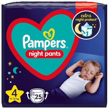 Scutece-chilotel de noapte Night Pants Marimea 4 pentru 9-15 kg, 25 bucati, Pampers